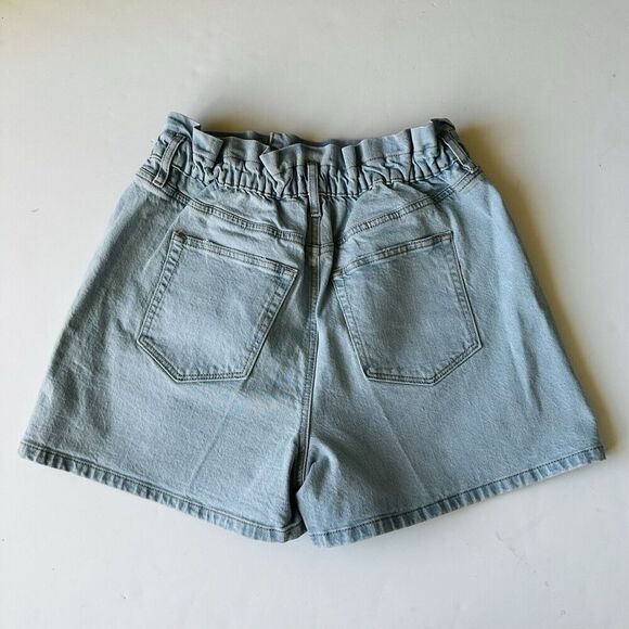 LOFT Paperbag Pull On Denim Shorts High Rise Light Indigo Wash NWT Womens Size 6 - Picture 3 of 10